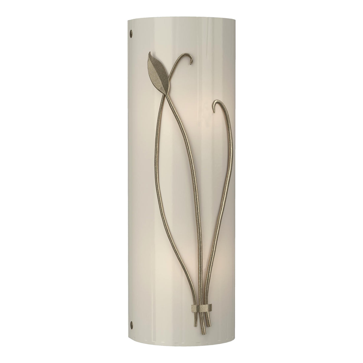 Hubbardton Forge 2004 Soft Gold Ivory Art Glass (CC) Right Forged Leaf and Stem Sconce