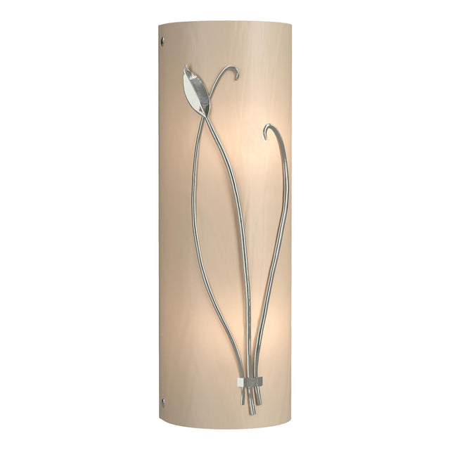 Hubbardton Forge 2004 Sterling White Art Glass (BB) Right Forged Leaf and Stem Sconce