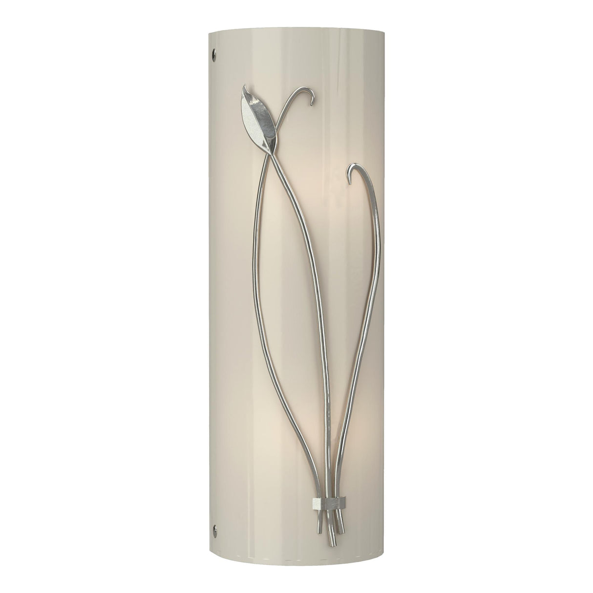 Hubbardton Forge 2004 Sterling Ivory Art Glass (CC) Right Forged Leaf and Stem Sconce