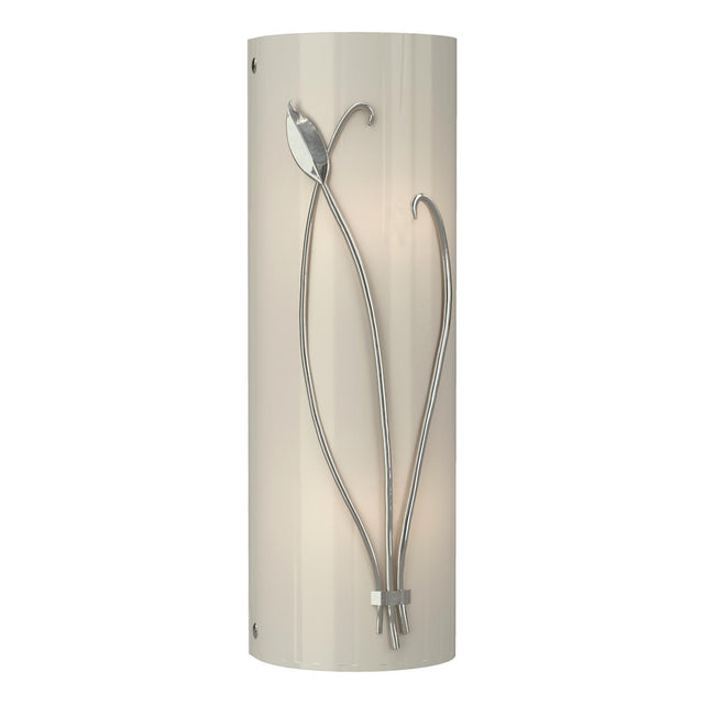 Hubbardton Forge 2004 Sterling Ivory Art Glass (CC) Right Forged Leaf and Stem Sconce