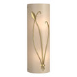 Hubbardton Forge 2004 Modern Brass White Art Glass (BB) Right Forged Leaf and Stem Sconce