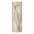 Hubbardton Forge 2004 Modern Brass Ivory Art Glass (CC) Right Forged Leaf and Stem Sconce