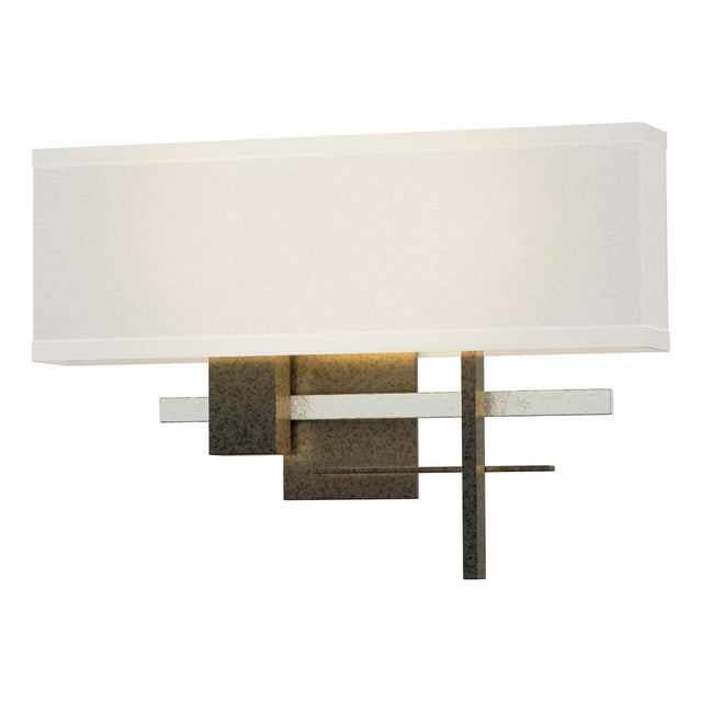 Hubbardton Forge 2014 Natural Iron Vintage Platinum Flax Shade (SE) Cosmo Sconce