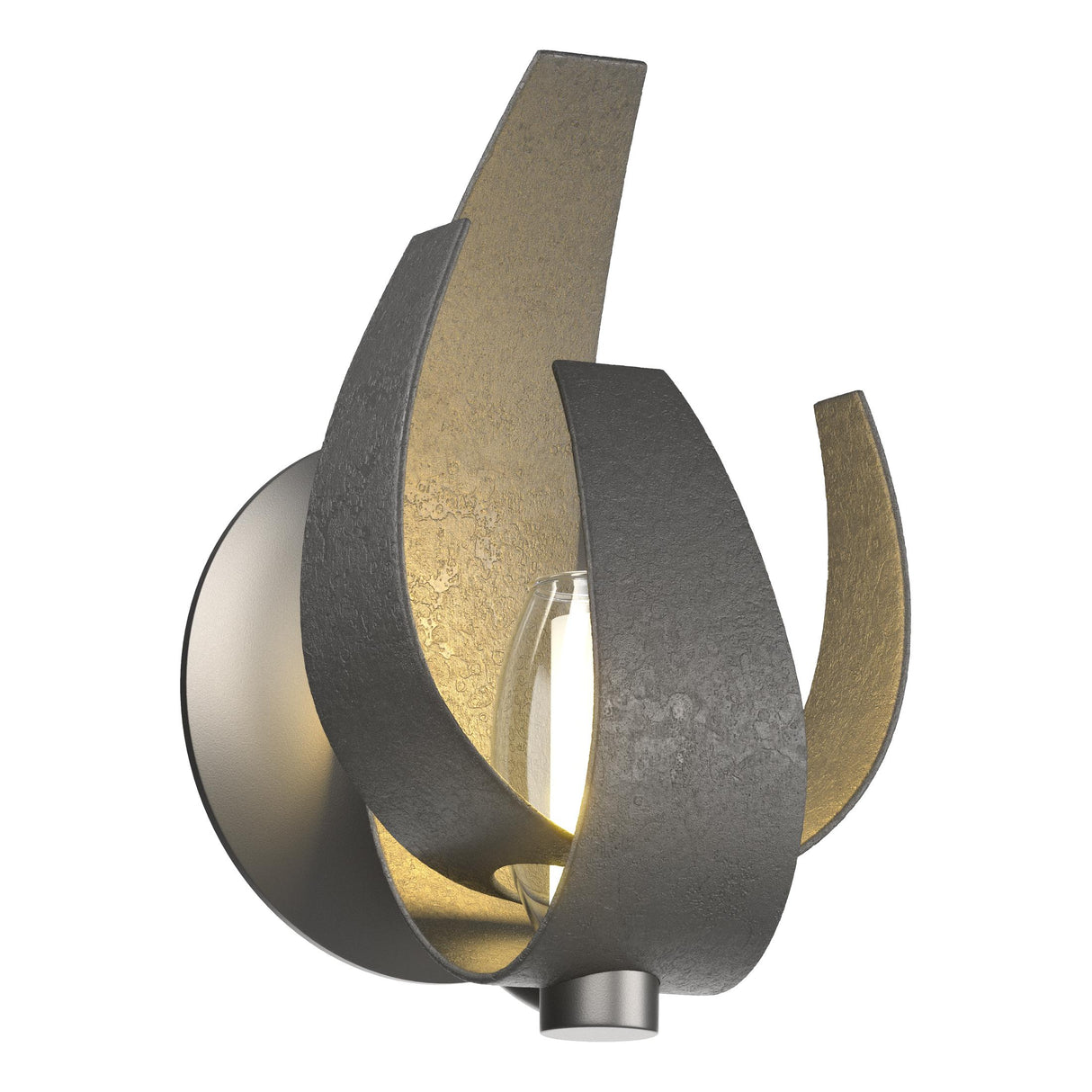 Hubbardton Forge 2012 Black Clear Glass with Frosted Diffuser (YE) Corona Sconce