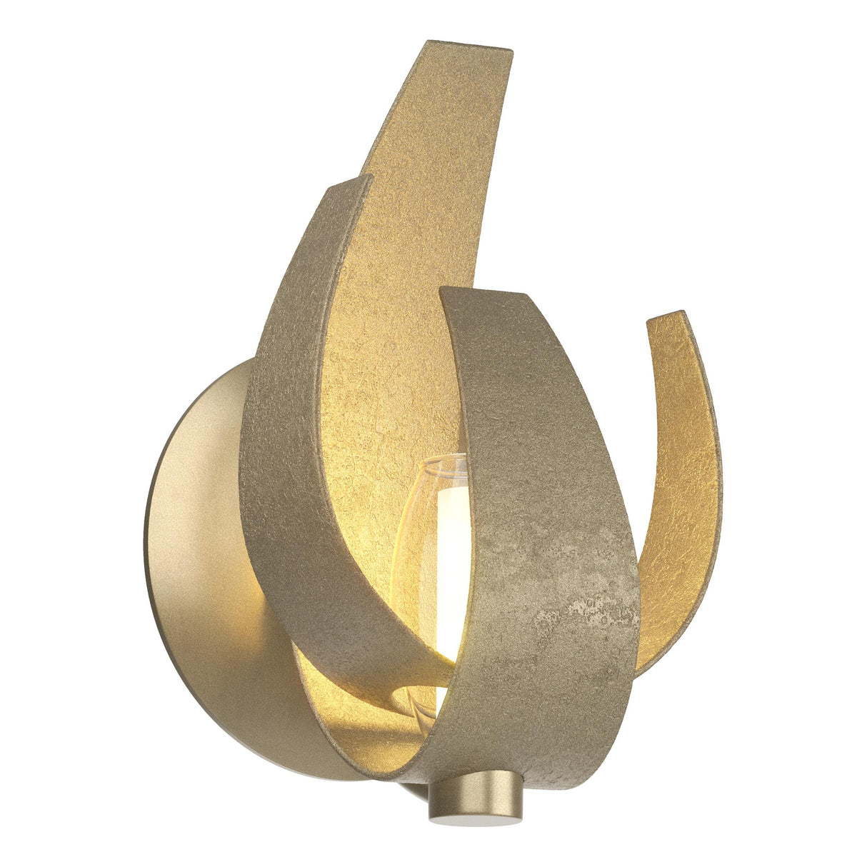 Hubbardton Forge 2012 Soft Gold Clear Glass with Frosted Diffuser (YE) Corona Sconce