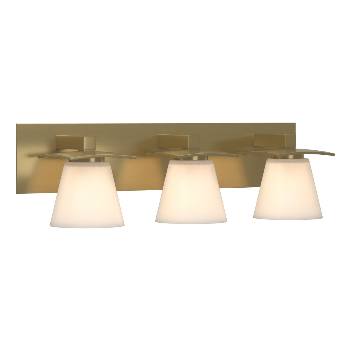 Hubbardton Forge 2010 Modern Brass Opal Glass (GG) Wren 3 Light Sconce