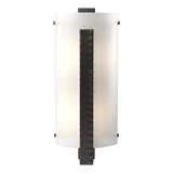 Hubbardton Forge 2006 Oil Rubbed Bronze White Art Glass (BB) Forged Vertical Bar Sconce