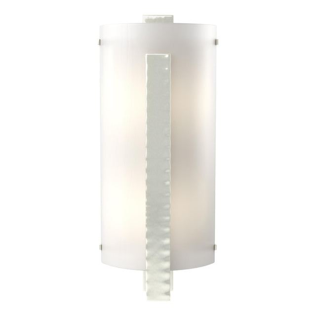 Hubbardton Forge 2006 Sterling White Art Glass (BB) Forged Vertical Bar Sconce