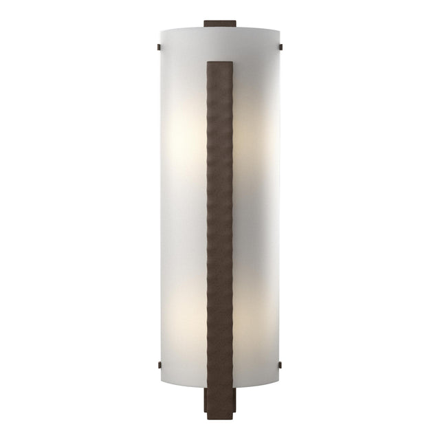 Hubbardton Forge 2002 Bronze White Art Glass (BB) Forged Vertical Bar Large Sconce