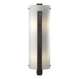 Hubbardton Forge 2002 Oil Rubbed Bronze White Art Glass (BB) Forged Vertical Bar Large Sconce