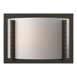 Hubbardton Forge 2001 Oil Rubbed Bronze White Art Glass (BB) Forged Vertical Bars Sconce