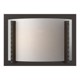 Hubbardton Forge 2001 Oil Rubbed Bronze White Art Glass (BB) Forged Vertical Bars Sconce