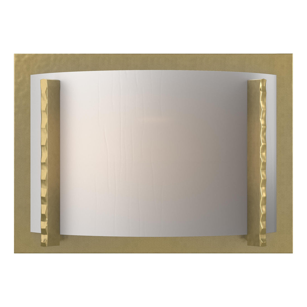 Hubbardton Forge 2001 Modern Brass White Art Glass (BB) Forged Vertical Bars Sconce