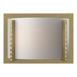 Hubbardton Forge 2001 Modern Brass White Art Glass (BB) Forged Vertical Bars Sconce