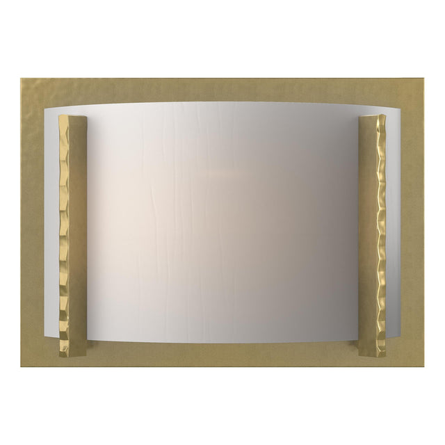Hubbardton Forge 2001 Modern Brass White Art Glass (BB) Forged Vertical Bars Sconce