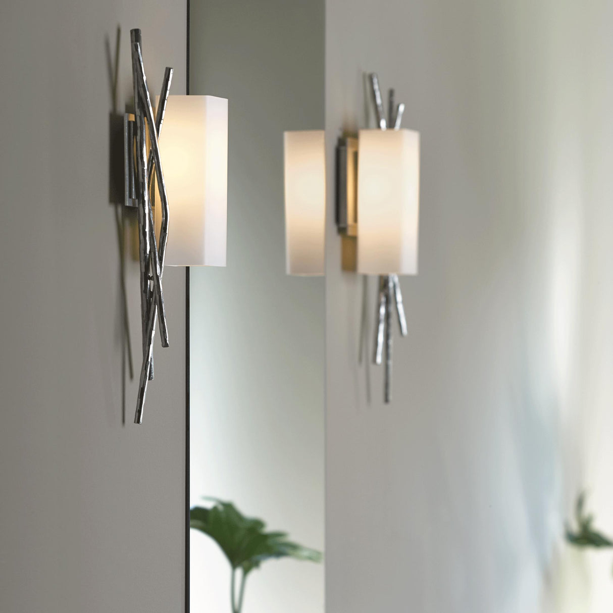 Hubbardton Forge 2012 Sterling Opal Glass (GG) Right Brindille Sconce