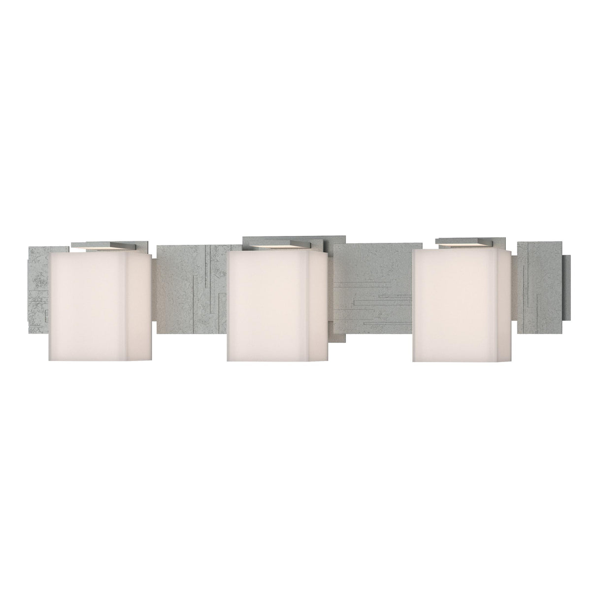 Hubbardton Forge 2005 Vintage Platinum Opal Glass (GG) Impressions 3 Light Sconce