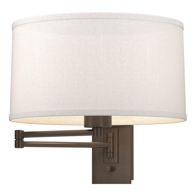 Hubbardton Forge 2009 Bronze Flax Shade (SE) Simple Swing Arm Sconce