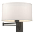 Hubbardton Forge 2009 Natural Iron Flax Shade (SE) Simple Swing Arm Sconce