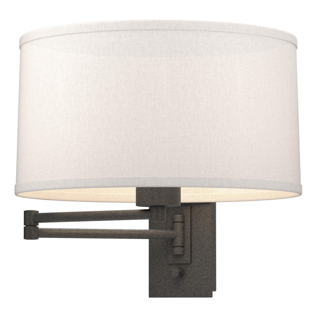 Hubbardton Forge 2009 Natural Iron Flax Shade (SE) Simple Swing Arm Sconce