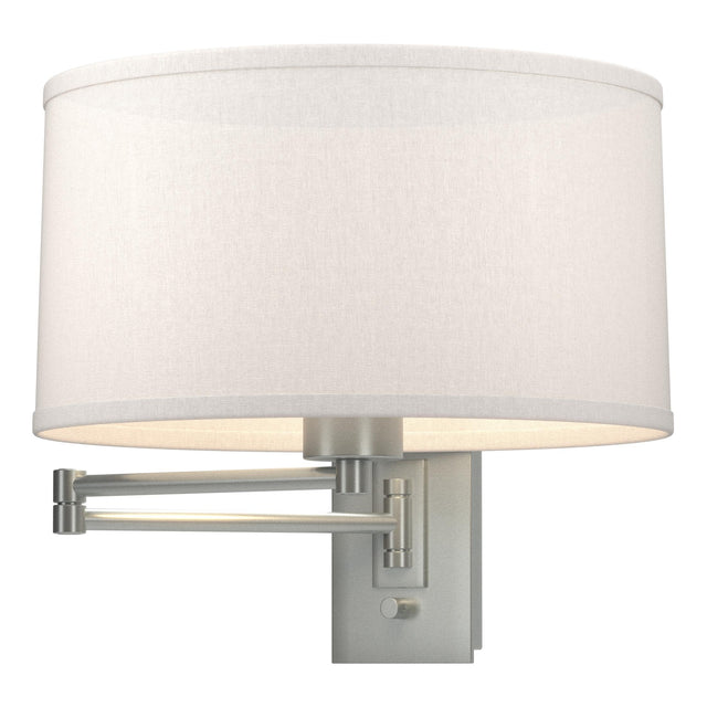 Hubbardton Forge 2009 Vintage Platinum Flax Shade (SE) Simple Swing Arm Sconce