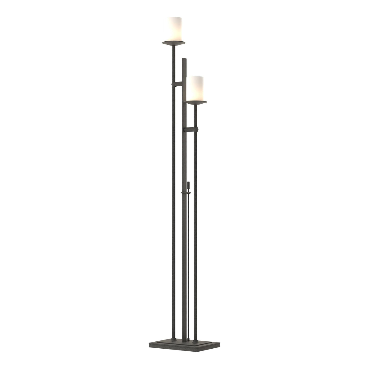 Hubbardton Forge 2011 Natural Iron Opal Glass (GG) Rook Twin Floor Lamp