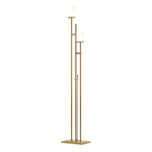 Hubbardton Forge 2011 Modern Brass Opal Glass (GG) Rook Twin Floor Lamp