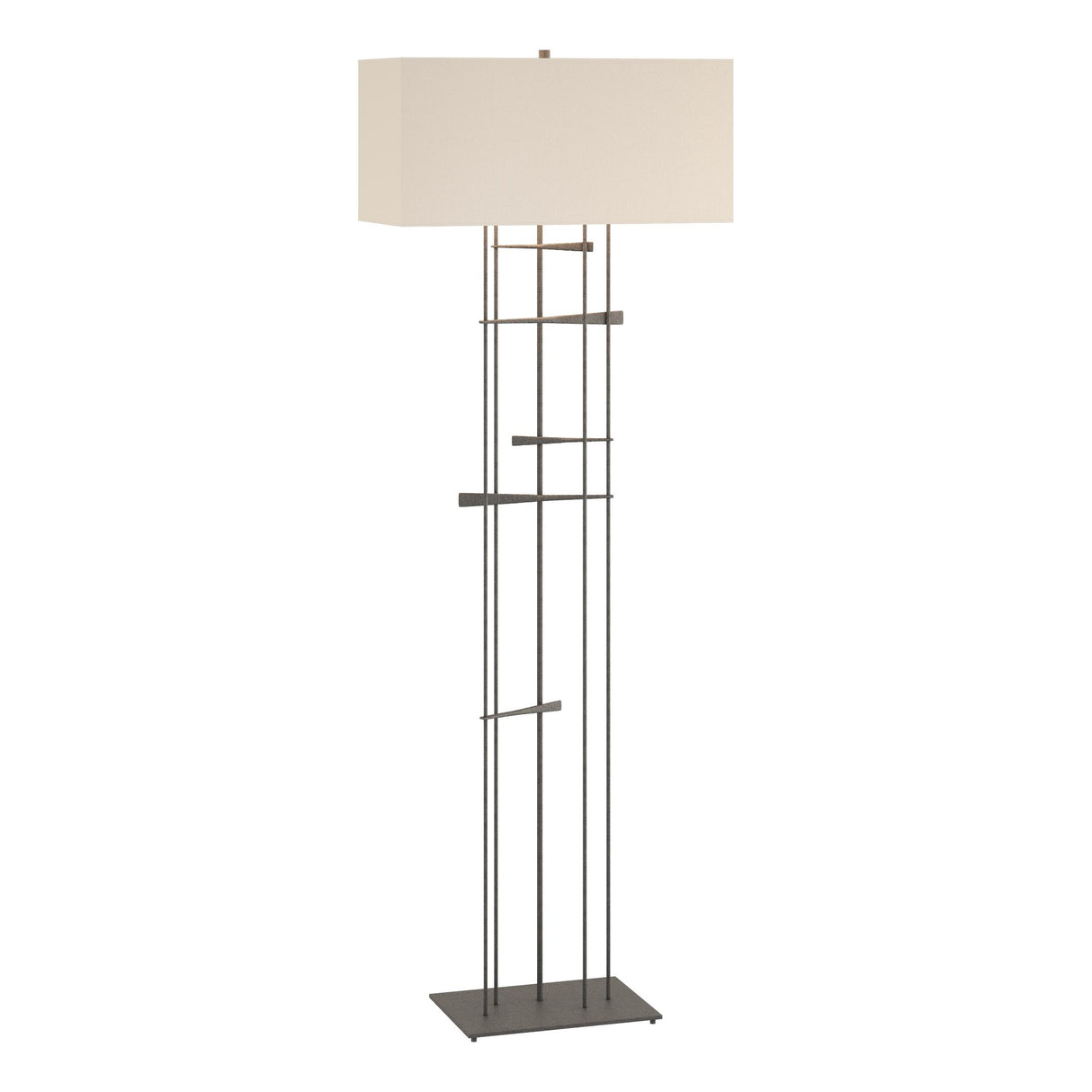 Hubbardton Forge 2013 Natural Iron Flax Shade (SE) Cavaletti Floor Lamp