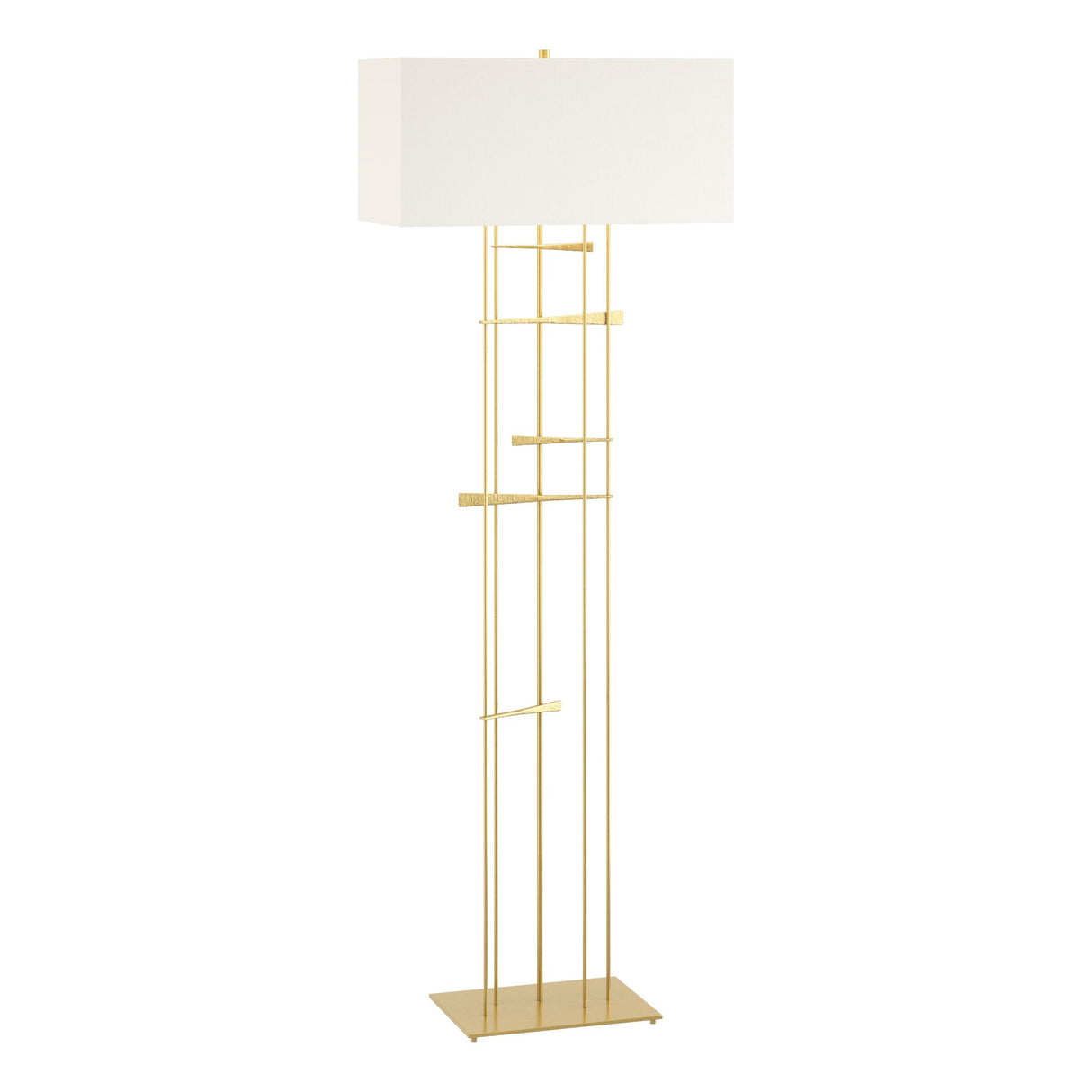 Hubbardton Forge 2013 Modern Brass Natural Anna Shade (SF) Cavaletti Floor Lamp