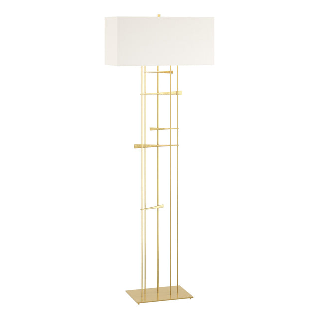 Hubbardton Forge 2013 Modern Brass Natural Anna Shade (SF) Cavaletti Floor Lamp