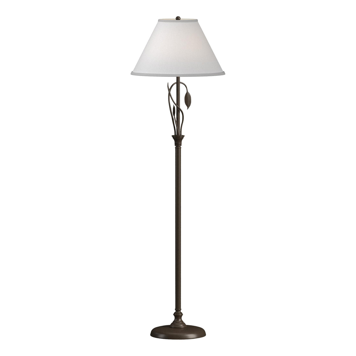 Hubbardton Forge 1999 Bronze Natural Anna Shade (SF) Forged Leaves and Vase Floor Lamp