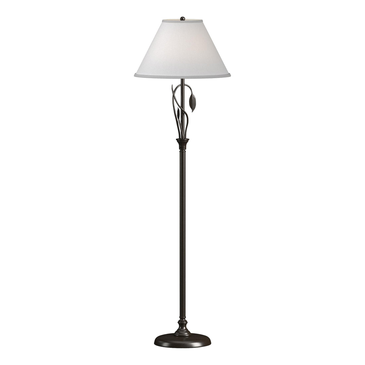 Hubbardton Forge 1999 Oil Rubbed Bronze Natural Anna Shade (SF) Forged Leaves and Vase Floor Lamp