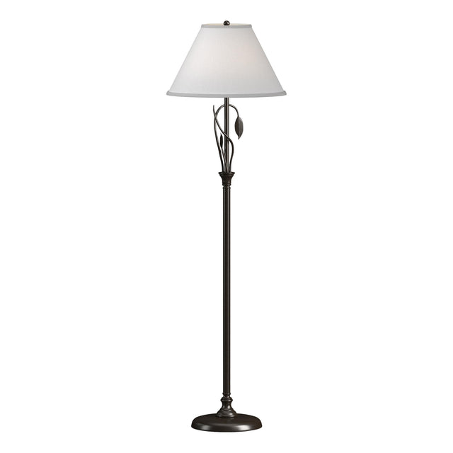 Hubbardton Forge 1999 Oil Rubbed Bronze Natural Anna Shade (SF) Forged Leaves and Vase Floor Lamp