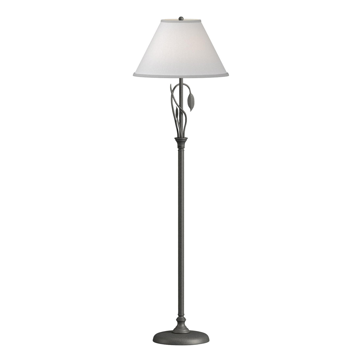 Hubbardton Forge 1999 Natural Iron Natural Anna Shade (SF) Forged Leaves and Vase Floor Lamp