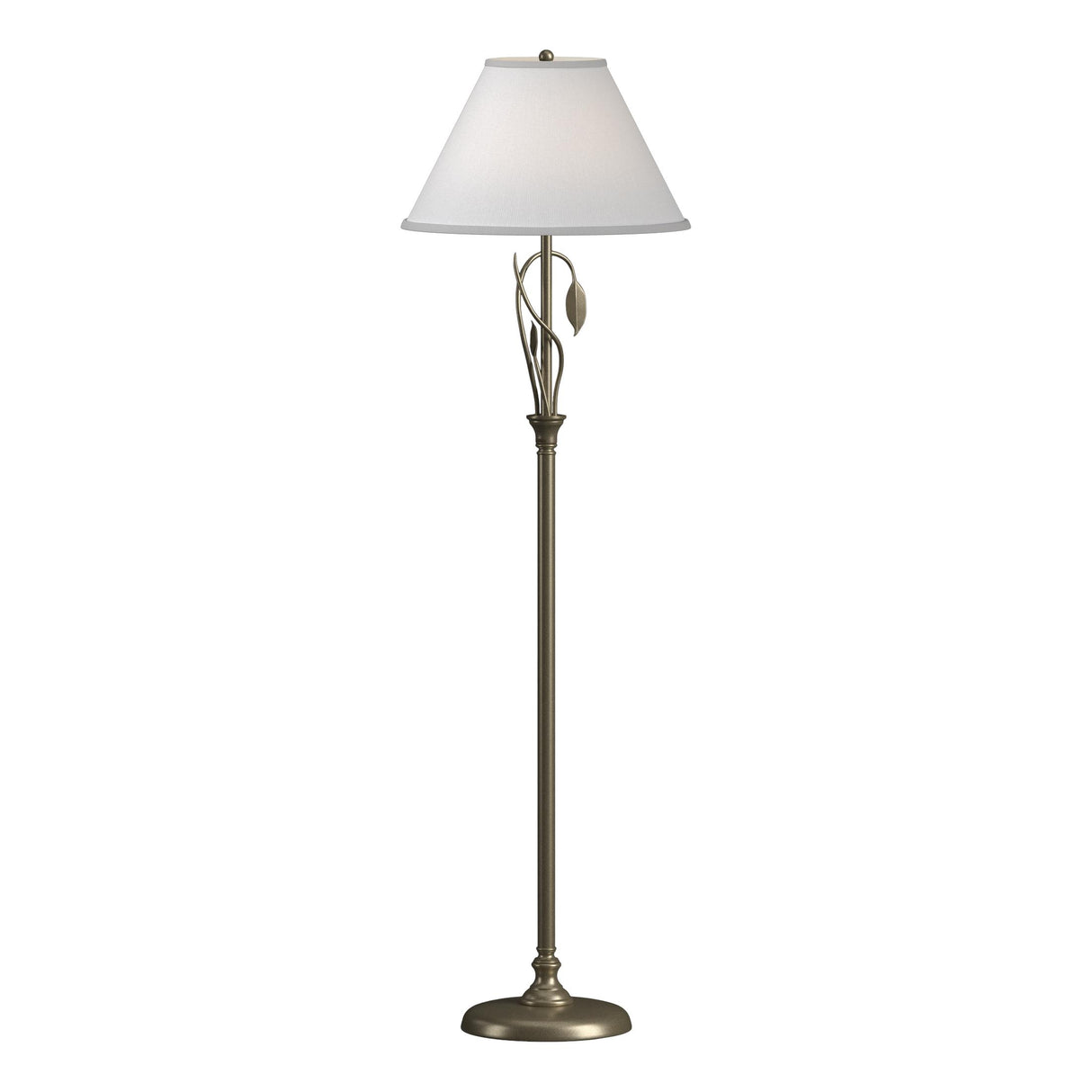 Hubbardton Forge 1999 Soft Gold Natural Anna Shade (SF) Forged Leaves and Vase Floor Lamp