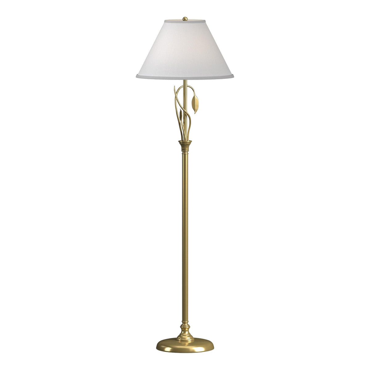 Hubbardton Forge 1999 Modern Brass Natural Anna Shade (SF) Forged Leaves and Vase Floor Lamp