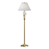 Hubbardton Forge 1999 Modern Brass Natural Anna Shade (SF) Forged Leaves and Vase Floor Lamp