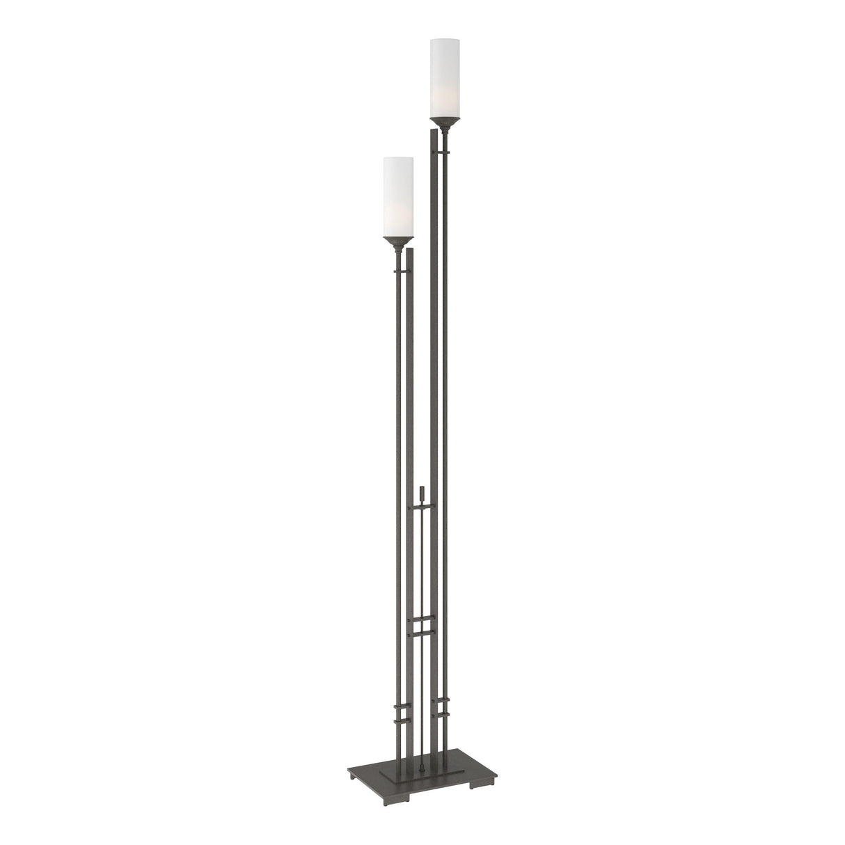 Hubbardton Forge 2004 Dark Smoke Opal Glass (GG) Metra Twin Tall Floor Lamp