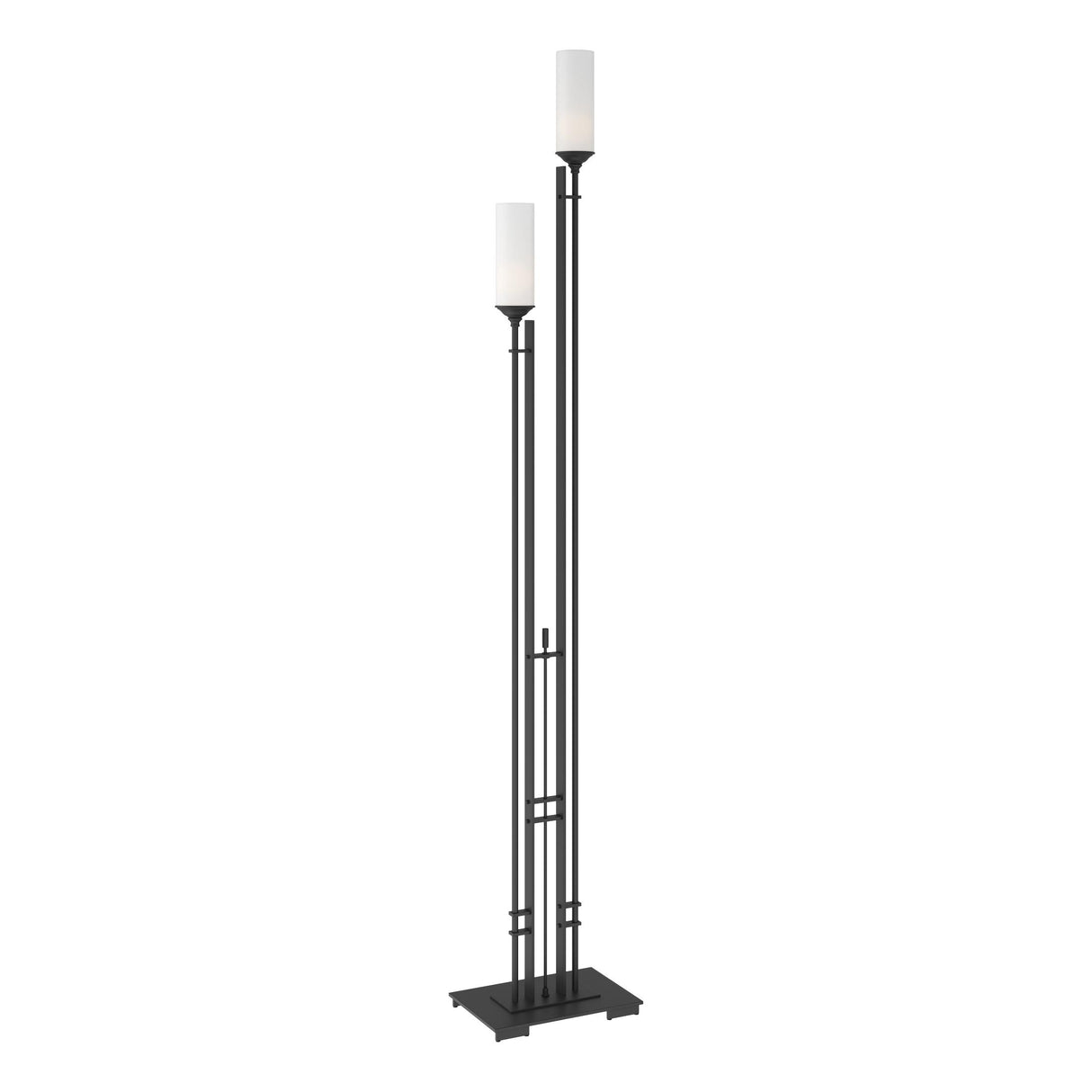 Hubbardton Forge 2004 Black Opal Glass (GG) Metra Twin Tall Floor Lamp