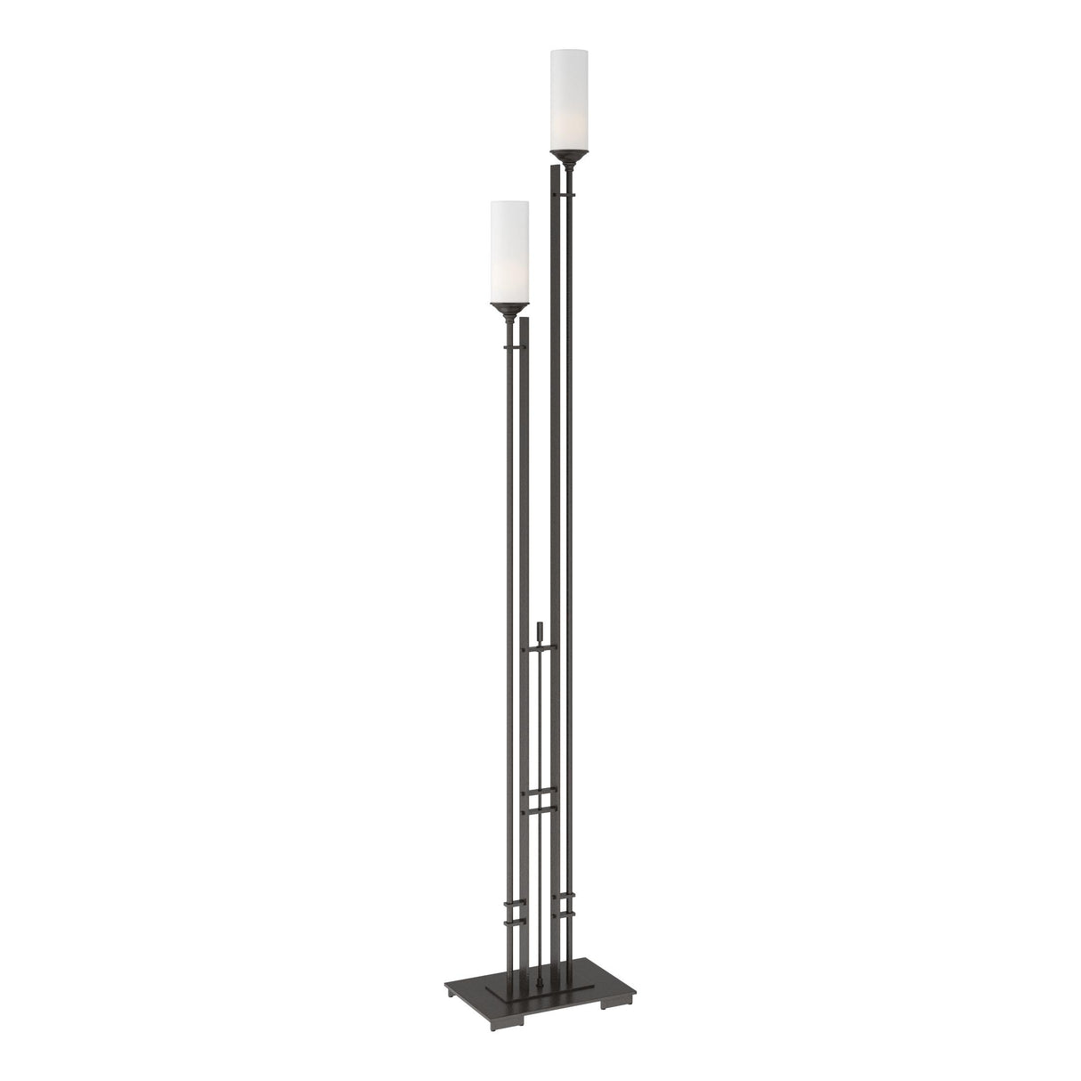 Hubbardton Forge 2004 Oil Rubbed Bronze Opal Glass (GG) Metra Twin Tall Floor Lamp