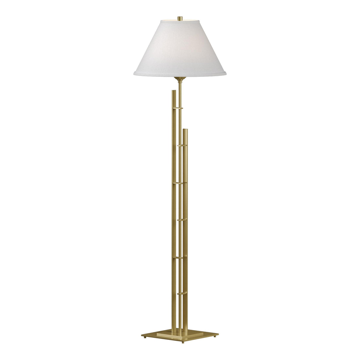 Hubbardton Forge 2000 Modern Brass Natural Anna Shade (SF) Metra Double Floor Lamp