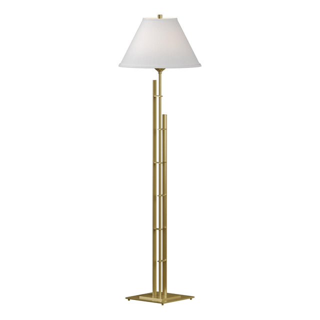 Hubbardton Forge 2000 Modern Brass Natural Anna Shade (SF) Metra Double Floor Lamp