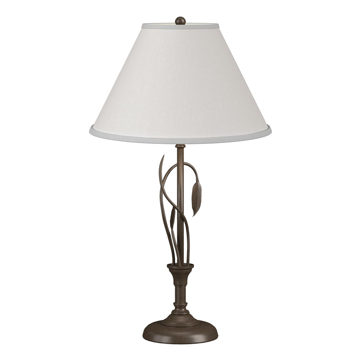 Hubbardton Forge 2003 Bronze Natural Anna Shade (SF) Forged Leaves and Vase Table Lamp