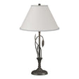 Hubbardton Forge 2003 Dark Smoke Natural Anna Shade (SF) Forged Leaves and Vase Table Lamp