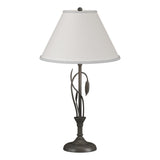 Hubbardton Forge 2003 Dark Smoke Natural Anna Shade (SF) Forged Leaves and Vase Table Lamp