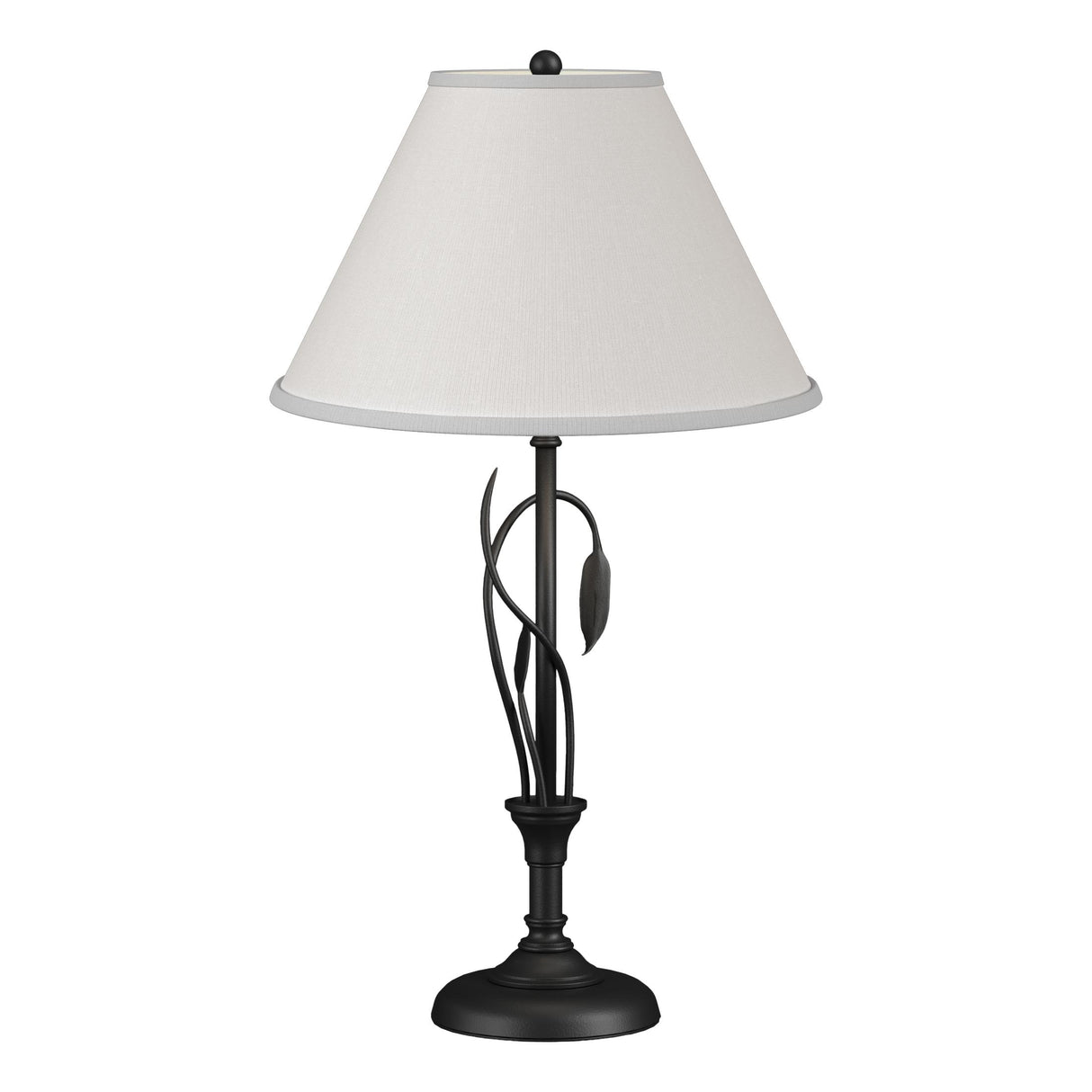 Hubbardton Forge 2003 Black Natural Anna Shade (SF) Forged Leaves and Vase Table Lamp
