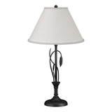 Hubbardton Forge 2003 Black Natural Anna Shade (SF) Forged Leaves and Vase Table Lamp