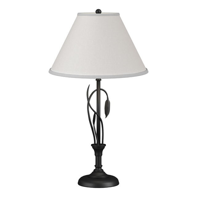 Hubbardton Forge 2003 Black Natural Anna Shade (SF) Forged Leaves and Vase Table Lamp