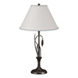 Hubbardton Forge 2003 Oil Rubbed Bronze Natural Anna Shade (SF) Forged Leaves and Vase Table Lamp