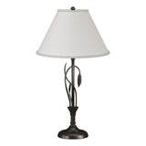Hubbardton Forge 2003 Oil Rubbed Bronze Natural Anna Shade (SF) Forged Leaves and Vase Table Lamp
